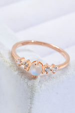 Natural Moonstone and Zircon 18K Rose Gold-Plated Ring - SHE BADDY© ONLINE WOMEN FASHION & CLOTHING STORE
