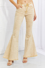 Color Theory Flip Side Fray Hem Bell Bottom Jeans in Yellow - SHE BADDY© ONLINE WOMEN FASHION & CLOTHING STORE