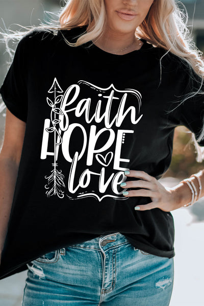FAITH HOPE LOVE Graphic Tee Shirt - SHE BADDY© ONLINE WOMEN FASHION & CLOTHING STORE