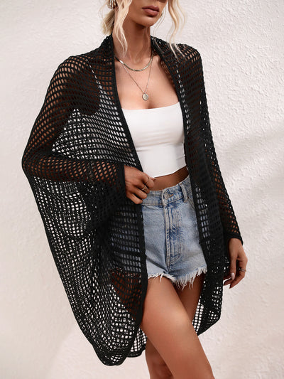 Openwork Open Front Longline Cover Up - SHE BADDY© ONLINE WOMEN FASHION & CLOTHING STORE