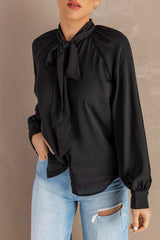 Tie Neck Strappy Back Shirt - SHE BADDY© ONLINE WOMEN FASHION & CLOTHING STORE