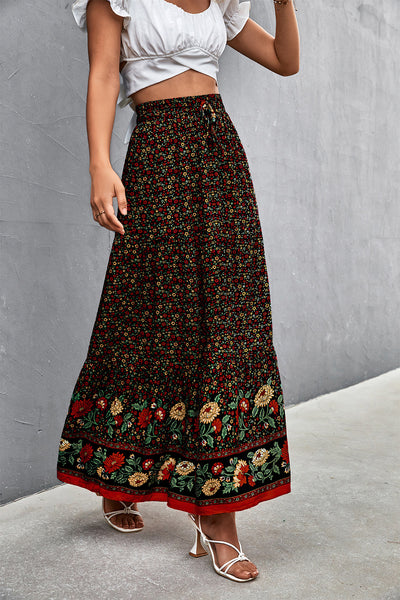 Floral Tied Maxi Skirt - SHE BADDY© ONLINE WOMEN FASHION & CLOTHING STORE