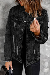 Acid Wash Distressed Denim Jacket - SHE BADDY© ONLINE WOMEN FASHION & CLOTHING STORE