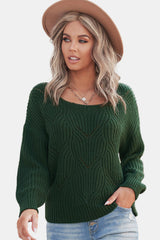 Drop Shoulder Round Neck Sweater - SHE BADDY© ONLINE WOMEN FASHION & CLOTHING STORE