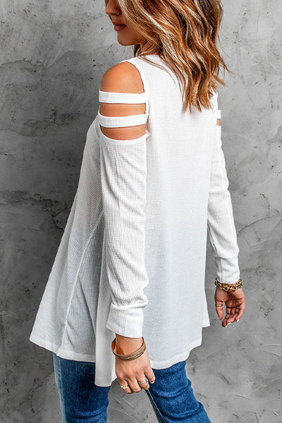 Cutout Waffle Knit Tunic Top - SHE BADDY© ONLINE WOMEN FASHION & CLOTHING STORE