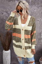 Striped Button Down Longline Cardigan with Pockets - SHE BADDY© ONLINE WOMEN FASHION & CLOTHING STORE