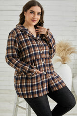 Plus Size Plaid Buttoned Collared Shacket - SHE BADDY© ONLINE WOMEN FASHION & CLOTHING STORE