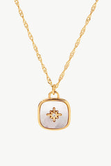 Inlaid Shell Square Pendant Necklace - SHE BADDY© ONLINE WOMEN FASHION & CLOTHING STORE