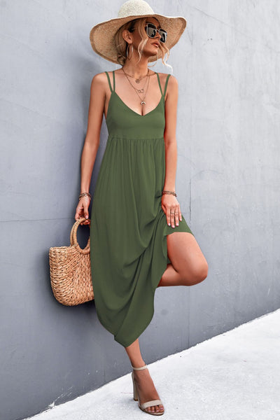 Double Strap Tie Back Dress - SHE BADDY© ONLINE WOMEN FASHION & CLOTHING STORE