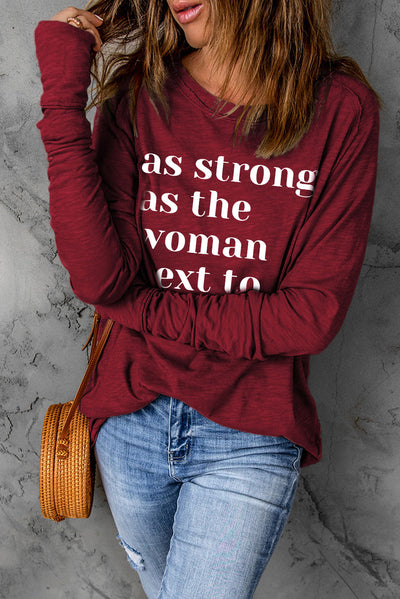 Letter Graphic Thumbhole Sleeve Top - SHE BADDY© ONLINE WOMEN FASHION & CLOTHING STORE