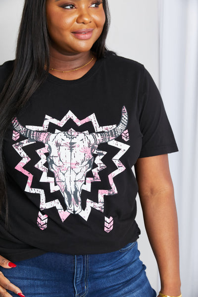 mineB Full Size Graphic Round Neck Tee Shirt - SHE BADDY© ONLINE WOMEN FASHION & CLOTHING STORE