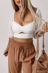 Eyelet Sweetheart Neck Cutout Crop Top - SHE BADDY© ONLINE WOMEN FASHION & CLOTHING STORE