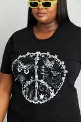 mineB Full Size Butterfly Graphic Tee Shirt - SHE BADDY© ONLINE WOMEN FASHION & CLOTHING STORE