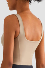 Square Neck Cropped Sports Tank - SHE BADDY© ONLINE WOMEN FASHION & CLOTHING STORE