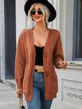 Toggle Closure Ribbed Trim Dropped Shoulder Cardigan - SHE BADDY© ONLINE WOMEN FASHION & CLOTHING STORE