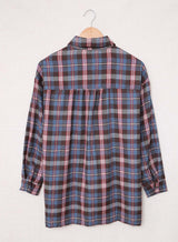 Plaid Slit High-Low Shirt with Pockets - SHE BADDY© ONLINE WOMEN FASHION & CLOTHING STORE