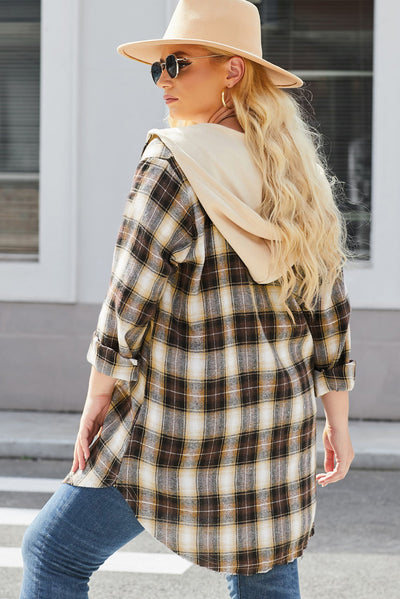 Plus Size Plaid Curved Hem Button Front Shirt - SHE BADDY© ONLINE WOMEN FASHION & CLOTHING STORE