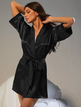 Belted Half Sleeve Robe - SHE BADDY© ONLINE WOMEN FASHION & CLOTHING STORE