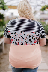 Plus Size Mixed Print Color Block T-Shirt - SHE BADDY© ONLINE WOMEN FASHION & CLOTHING STORE