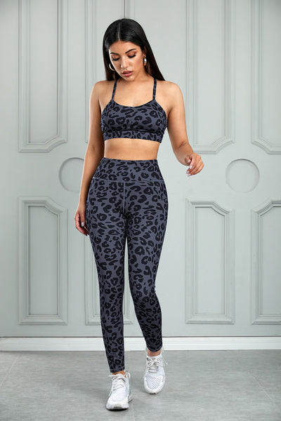 Leopard Cutout Sports Bra and Leggings Set - SHE BADDY© ONLINE WOMEN FASHION & CLOTHING STORE