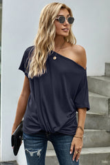 One Shoulder Tee Shirt - SHE BADDY© ONLINE WOMEN FASHION & CLOTHING STORE