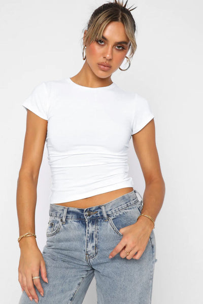 Crewneck Short Sleeve Tee - SHE BADDY© ONLINE WOMEN FASHION & CLOTHING STORE