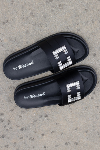 Weeboo Crystal Skies Rhinestone Buckle Slide Sandals - SHE BADDY© ONLINE WOMEN FASHION & CLOTHING STORE