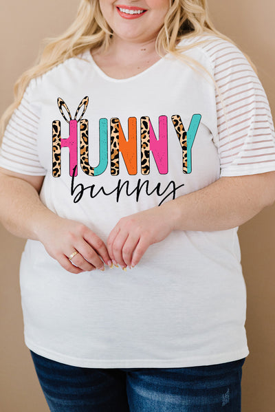 Plus Size HUNNY BUNNY Graphic Striped Tee - SHE BADDY© ONLINE WOMEN FASHION & CLOTHING STORE