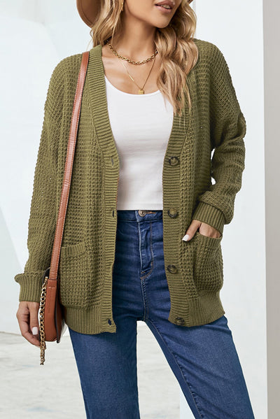 Drop Shoulder Button Down Pocketed Cardigan - SHE BADDY© ONLINE WOMEN FASHION & CLOTHING STORE