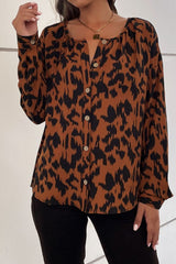 Printed Dropped Shoulder Button-Up Blouse - SHE BADDY© ONLINE WOMEN FASHION & CLOTHING STORE