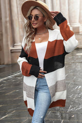 Striped Open Front Longline Cardigan - SHE BADDY© ONLINE WOMEN FASHION & CLOTHING STORE