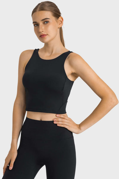 Feel Like Skin Highly Stretchy Cropped Sports Tank - SHE BADDY© ONLINE WOMEN FASHION & CLOTHING STORE