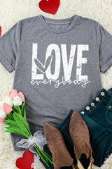 LOVE EVERYBODY Short Cuffed Sleeve T-Shirt - SHE BADDY© ONLINE WOMEN FASHION & CLOTHING STORE