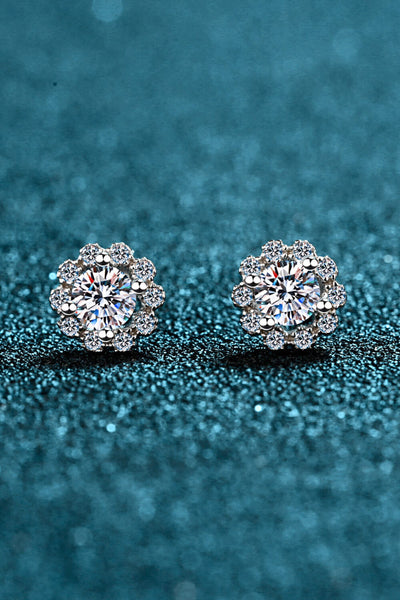 Moissanite Floral-Shaped Stud Earrings - SHE BADDY© ONLINE WOMEN FASHION & CLOTHING STORE