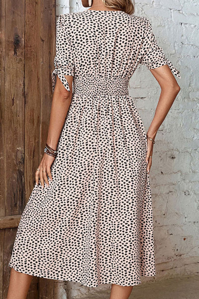 Animal Print Button Front V-Neck Tied Dress - SHE BADDY© ONLINE WOMEN FASHION & CLOTHING STORE