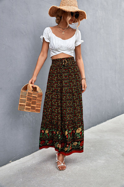 Floral Tied Maxi Skirt - SHE BADDY© ONLINE WOMEN FASHION & CLOTHING STORE