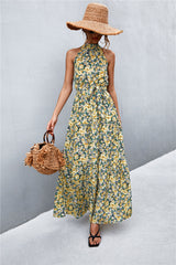 Printed Sleeveless Tie Waist Maxi Dress - SHE BADDY© ONLINE WOMEN FASHION & CLOTHING STORE