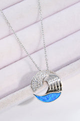 Opal and Zircon Wave Pendant Necklace - SHE BADDY© ONLINE WOMEN FASHION & CLOTHING STORE