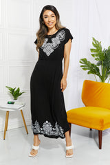 Heimish Walk In The Park Full Size Damask Midi Dress - SHE BADDY© ONLINE WOMEN FASHION & CLOTHING STORE