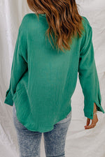 Textured Button Down Shirt with Pocket - SHE BADDY© ONLINE WOMEN FASHION & CLOTHING STORE