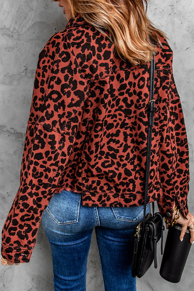 Leopard Print Raw Hem Jacket - SHE BADDY© ONLINE WOMEN FASHION & CLOTHING STORE