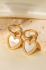 Inlaid Shell Heart Drop Earrings - SHE BADDY© ONLINE WOMEN FASHION & CLOTHING STORE