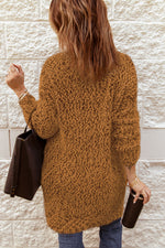 Fuzzy Popcorn Knit Open Front Longline Cardigan - SHE BADDY© ONLINE WOMEN FASHION & CLOTHING STORE