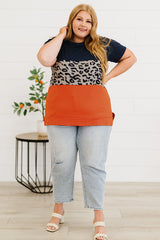 Plus Size Leopard Color Block T-Shirt - SHE BADDY© ONLINE WOMEN FASHION & CLOTHING STORE