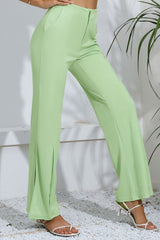 Slit High-Rise Flare Pants - SHE BADDY© ONLINE WOMEN FASHION & CLOTHING STORE