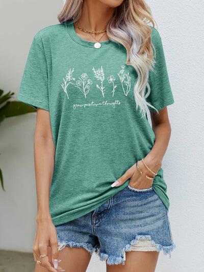 Graphic Round Neck Short Sleeve Tee - SHE BADDY© ONLINE WOMEN FASHION & CLOTHING STORE