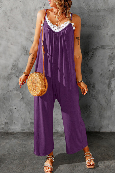 Full Size Spaghetti Strap Wide Leg Jumpsuit - SHE BADDY© ONLINE WOMEN FASHION & CLOTHING STORE