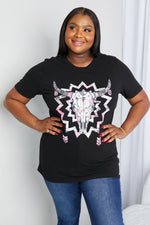 mineB Full Size Graphic Round Neck Tee Shirt - SHE BADDY© ONLINE WOMEN FASHION & CLOTHING STORE