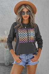 GOOD VIBES Graphic Sweatshirt - SHE BADDY© ONLINE WOMEN FASHION & CLOTHING STORE