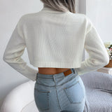 Mixed Knit Turtleneck Cropped Sweater - SHE BADDY© ONLINE WOMEN FASHION & CLOTHING STORE